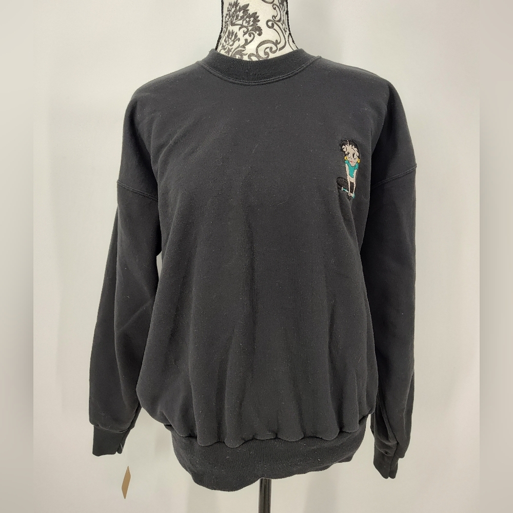 Vintage Hanes Charcoal Sweatshirt with Betty Boop Embroidery Size Adult Large